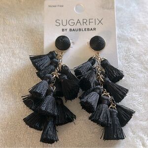 Black Tassel Earrings by Sugarfix